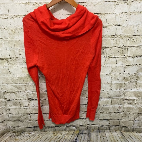 Victorias Secret Orange Ribbed Thin Knit Cowl Neck Top - Picture 3 of 5